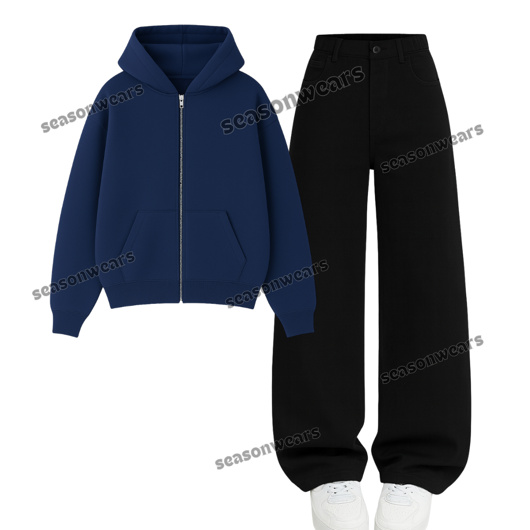 Black Wide Leg Jeans With Zipper