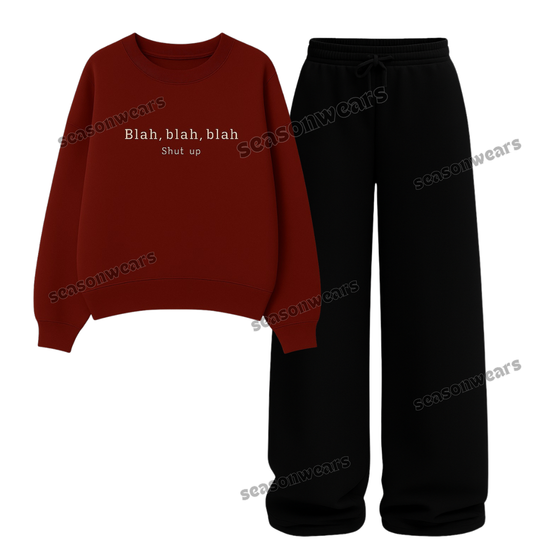 Straight Leg Trouser With Blah Blah Sweatshirt