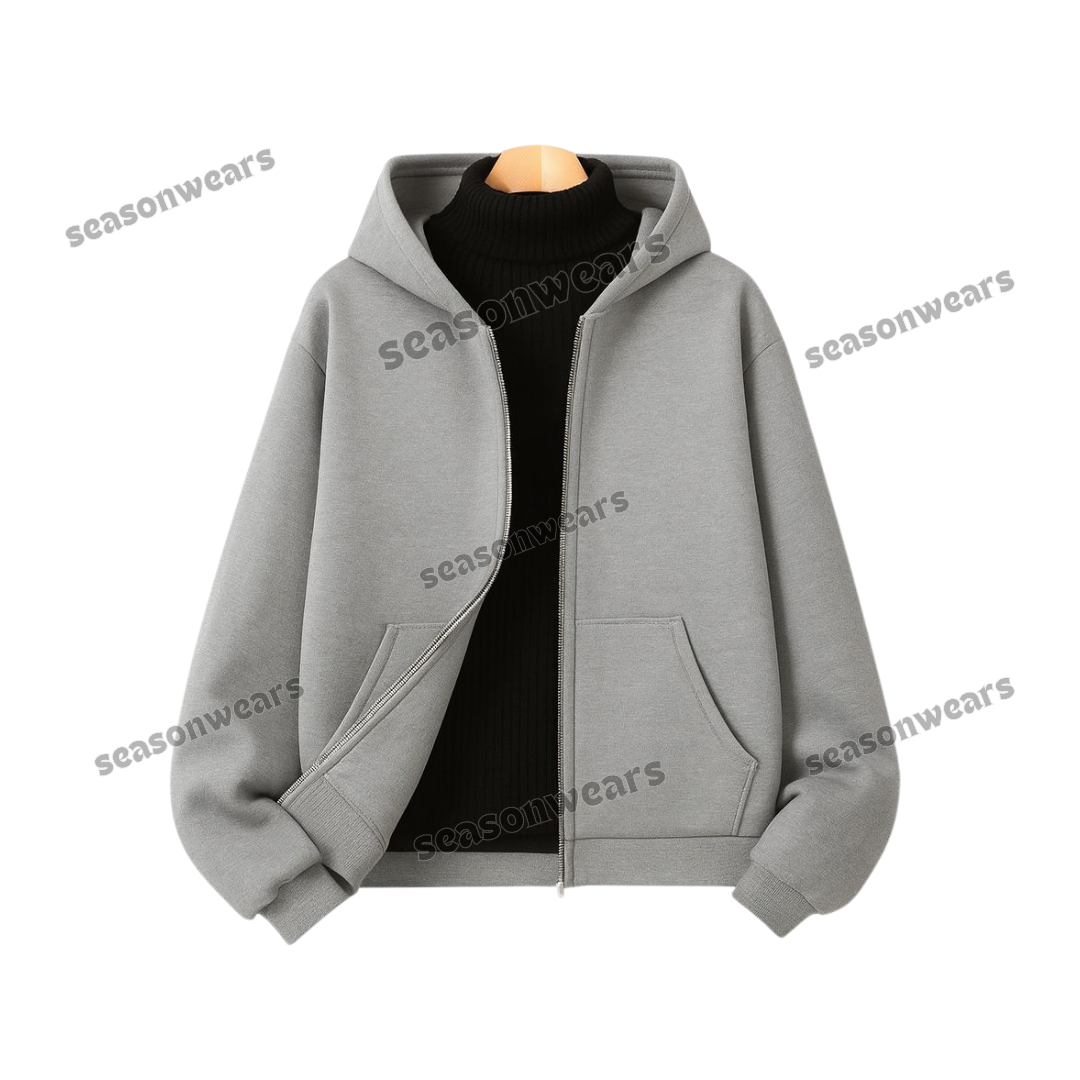Light Grey Fleece Zipper With Highneck