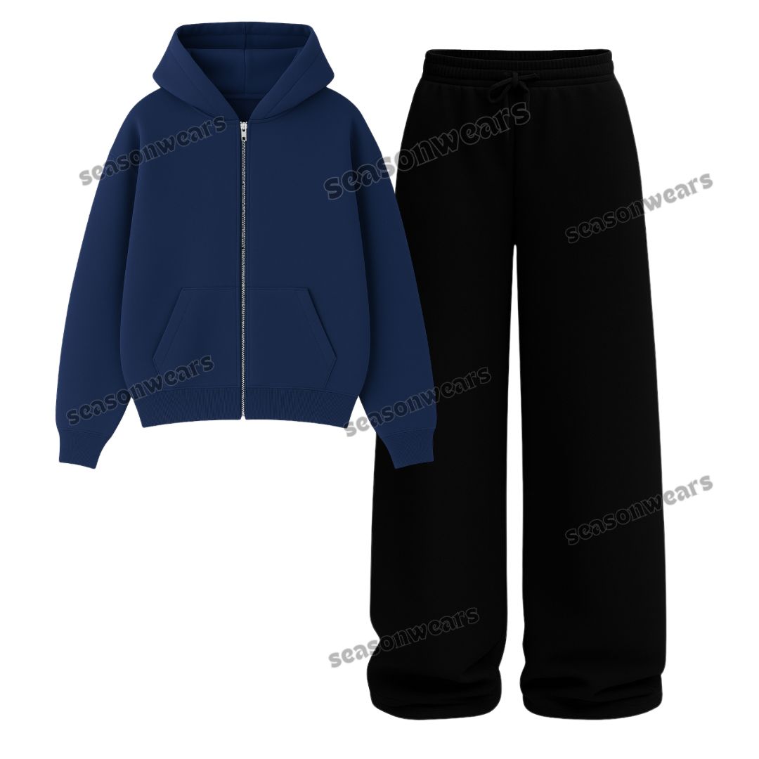 Straight Leg Trouser With Fleece Zipper Hoodie