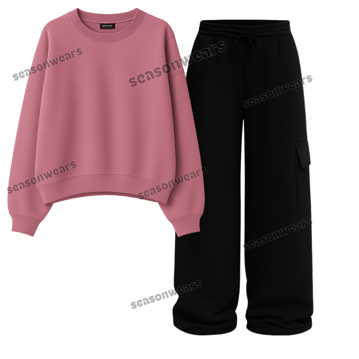 Straight Leg Cargo With Fleece Sweatshirt