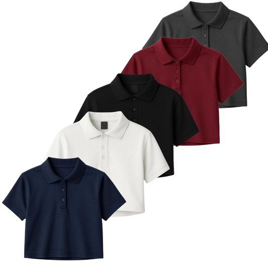 Pack Of 5 Crop Polos