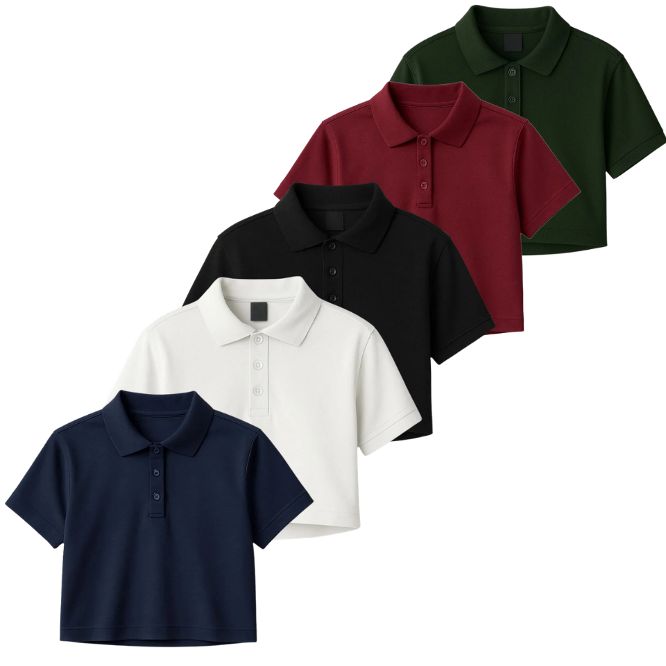 Pack Of 5 Crop Polos