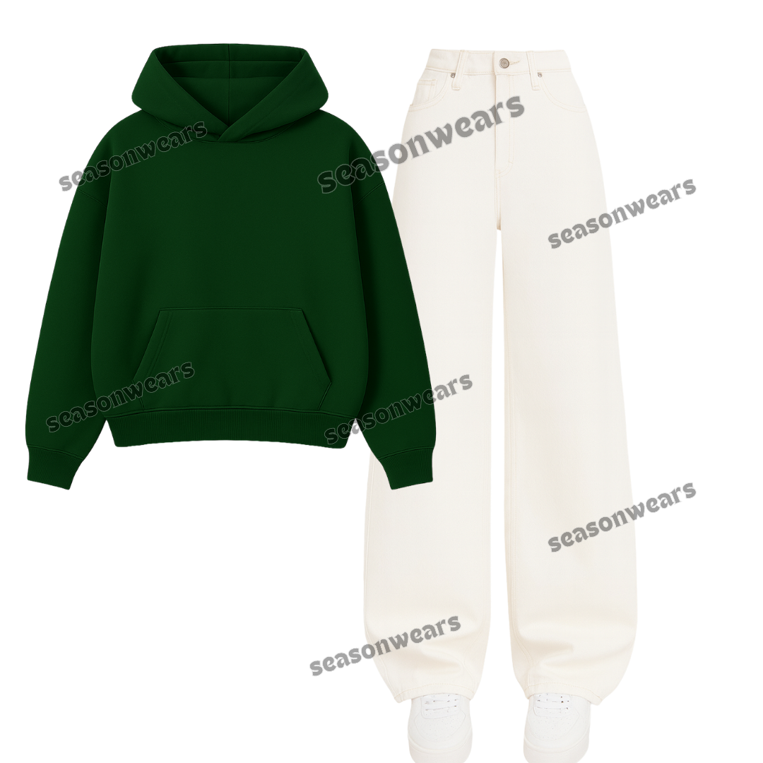 White Wide Leg Jeans With Hoodie