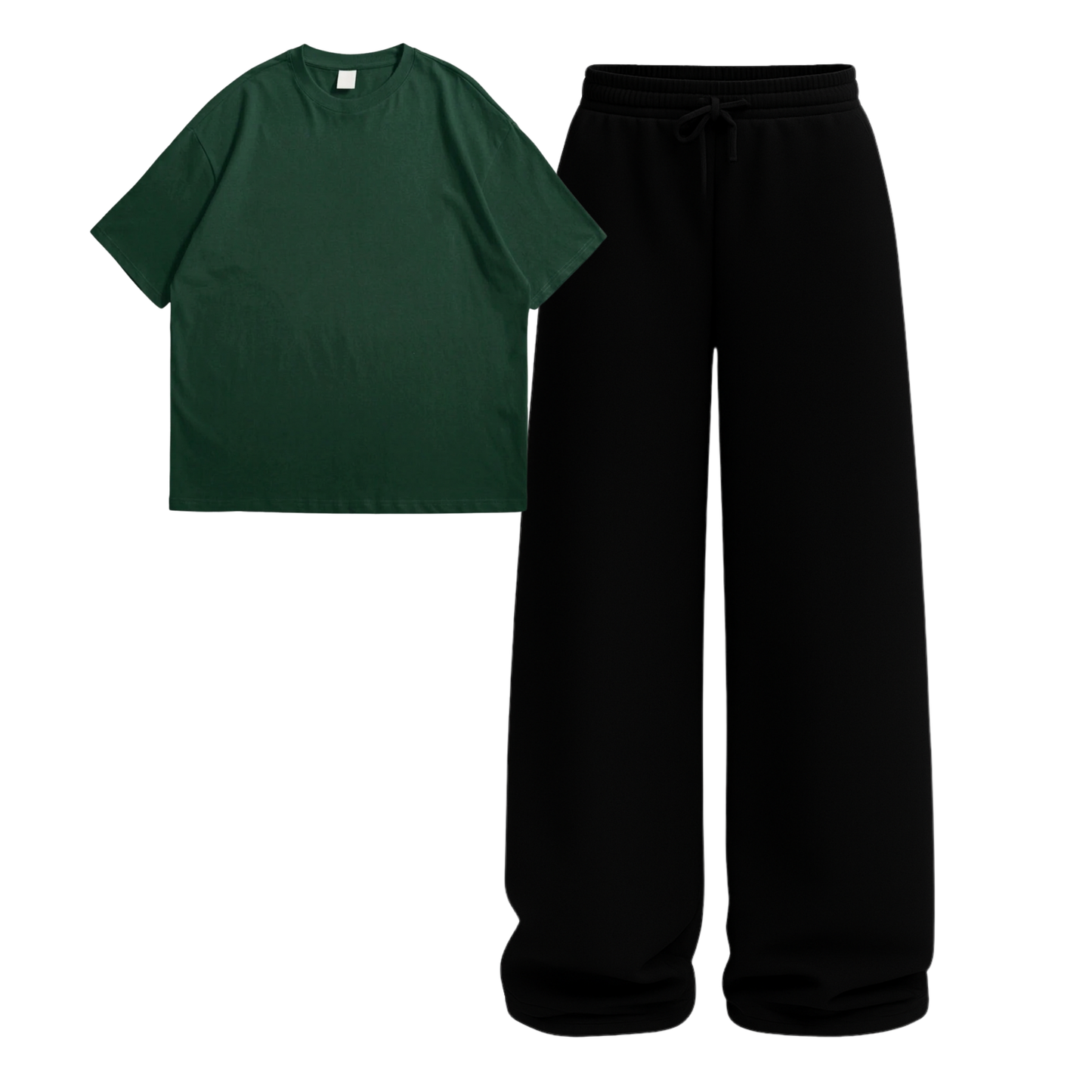 Oversized Drop Shoulder Tee With Black Wide Leg Trouser