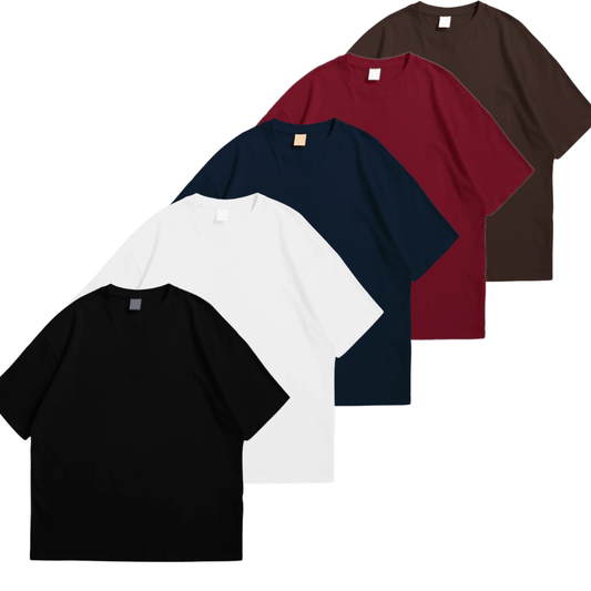 Pack Of 5 Oversized Drop Shoulder Tees