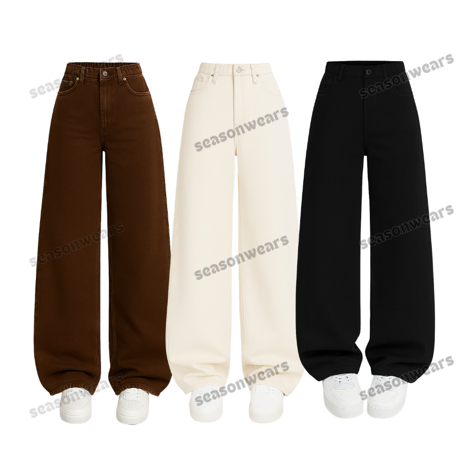 Pack Of 3 Wide-Leg Denim Jeans