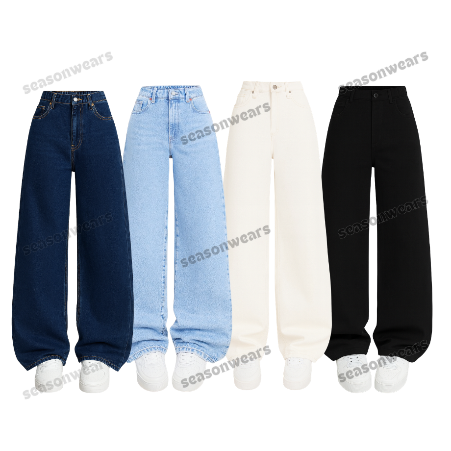Pack Of 4 Wide-Leg Denim Jeans