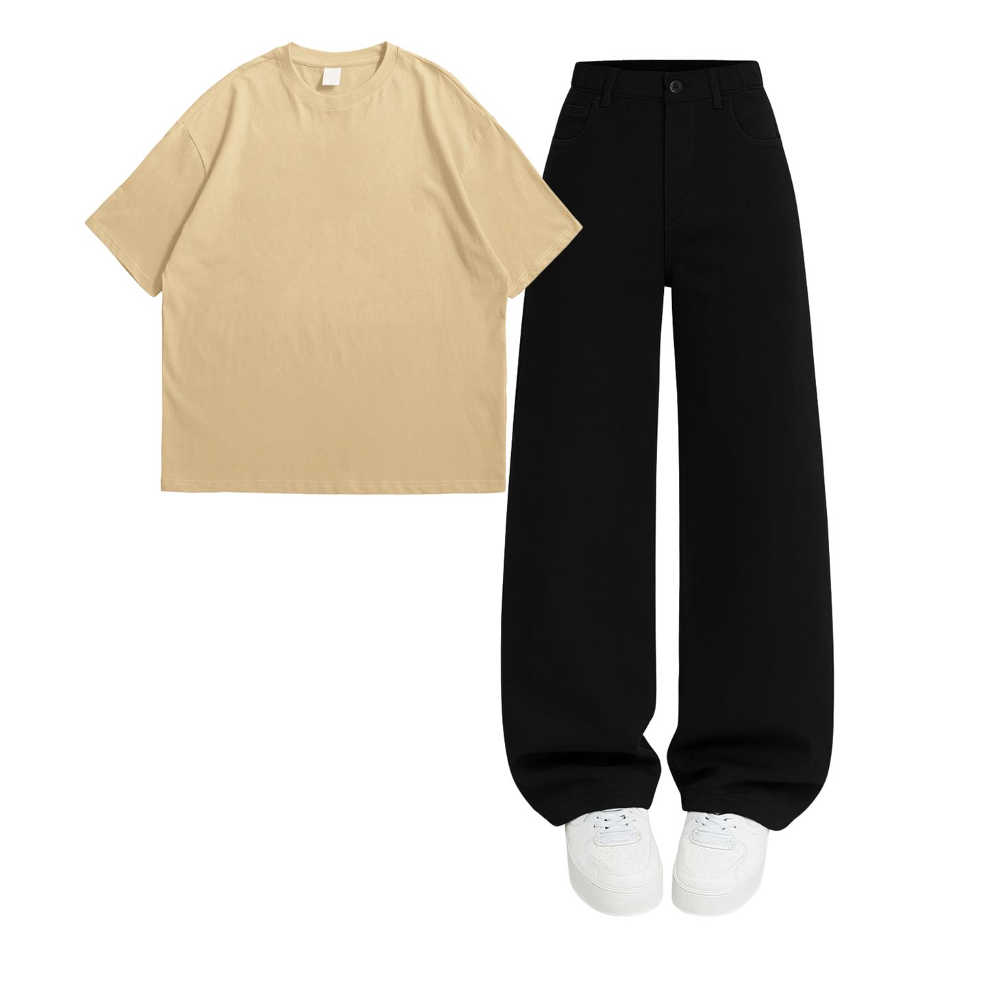 Oversized Drop Shoulder Tee With Black Wide Leg Jeans