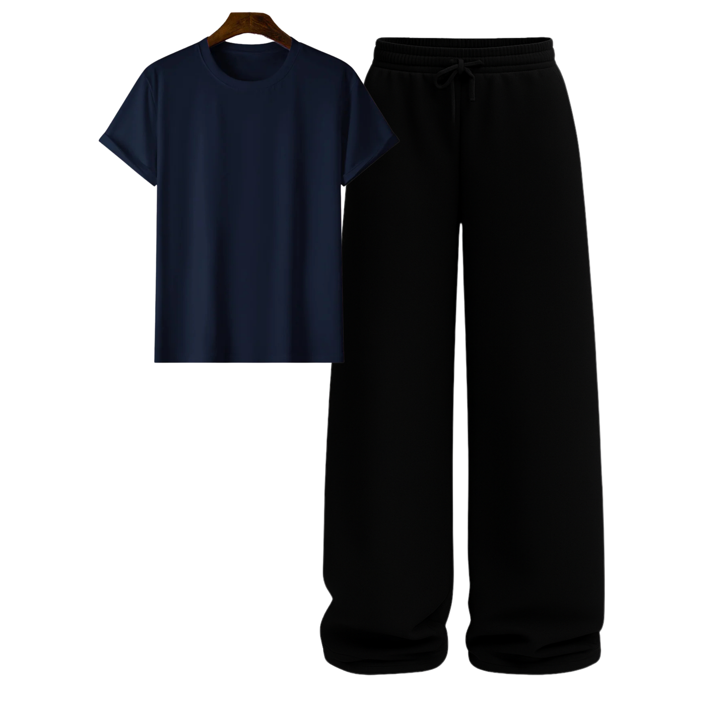 Regular Tee With Black Wide Leg Trouser