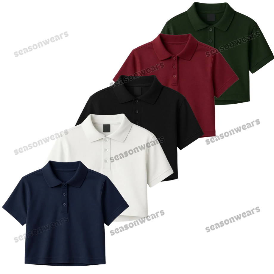 Pack Of 5 Crop Polos