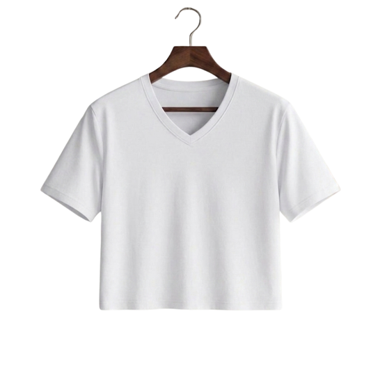 Crop V-Neck Tee