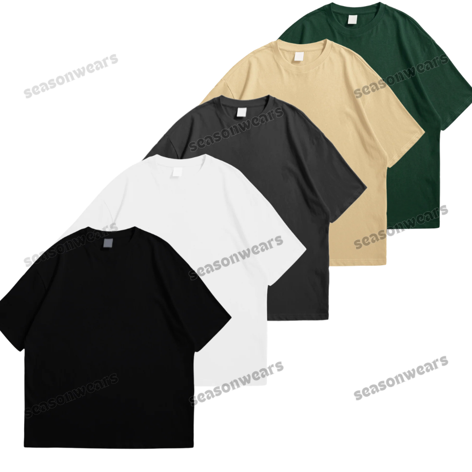 Pack Of 5 Oversized Drop Shoulder Tees
