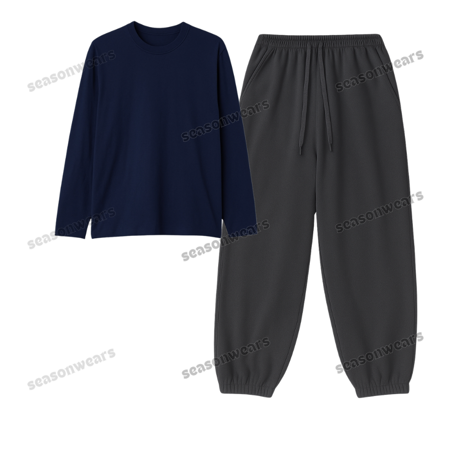 Full Sleeves Tee With Charcoalgrey Sweatpant