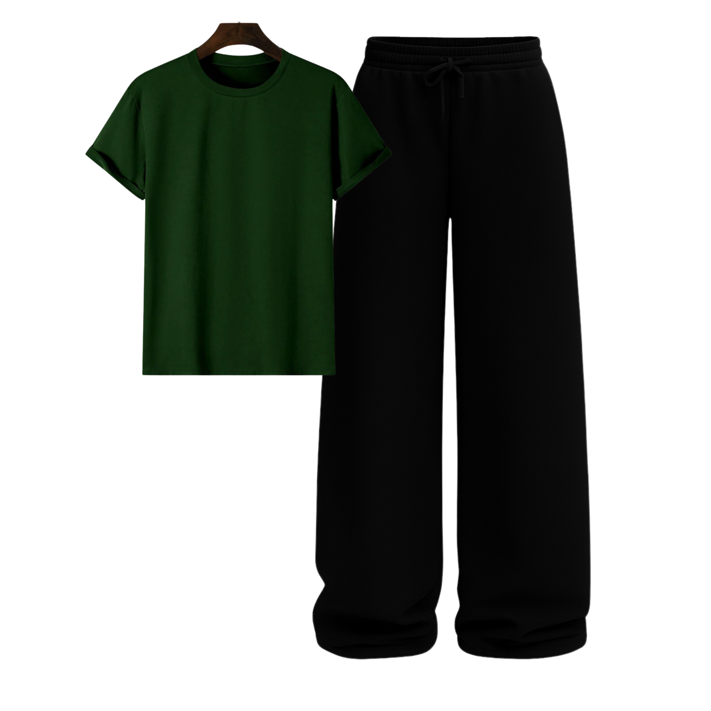 Regular Tee With Black Wide Leg Trouser