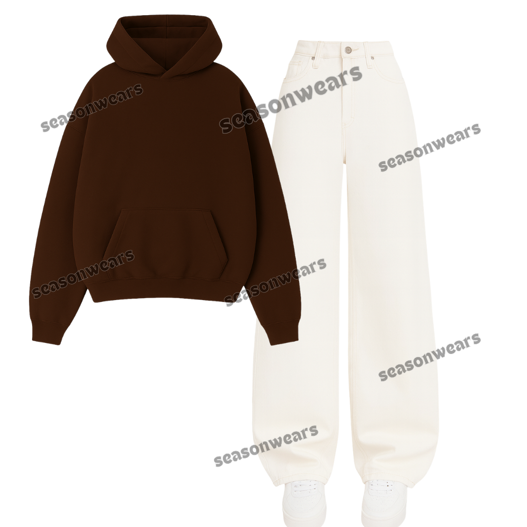 White Wide Leg Jeans With Hoodie