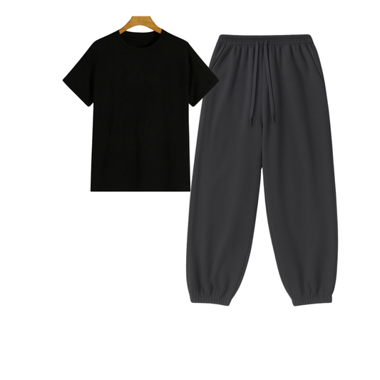 Regular Tee With Charcoalgrey Sweatpant