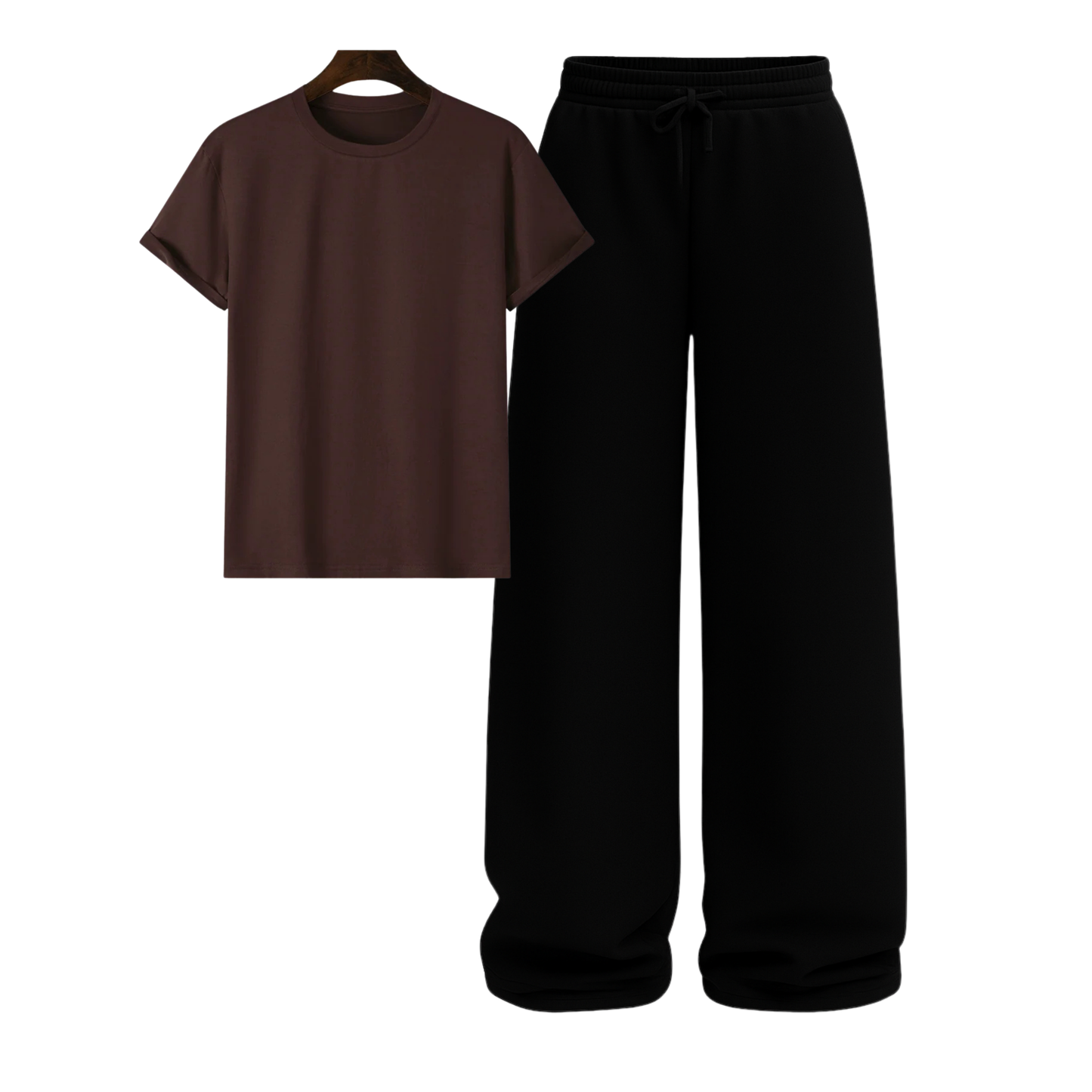 Regular Tee With Black Wide Leg Trouser