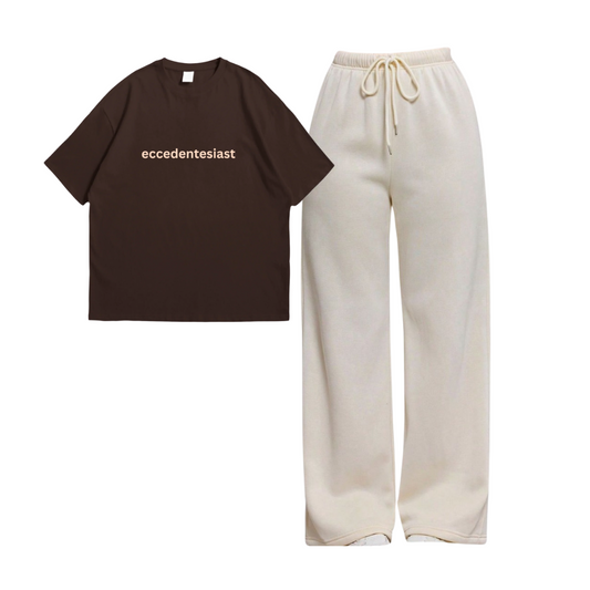 Eccedentesiast Oversize Tee With Cream Straight Leg Trouser