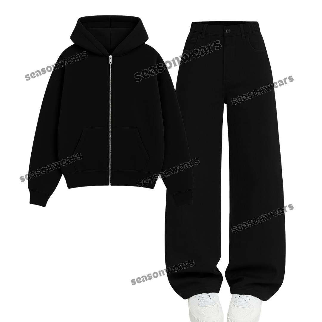 Black Wide Leg Jeans With Zipper