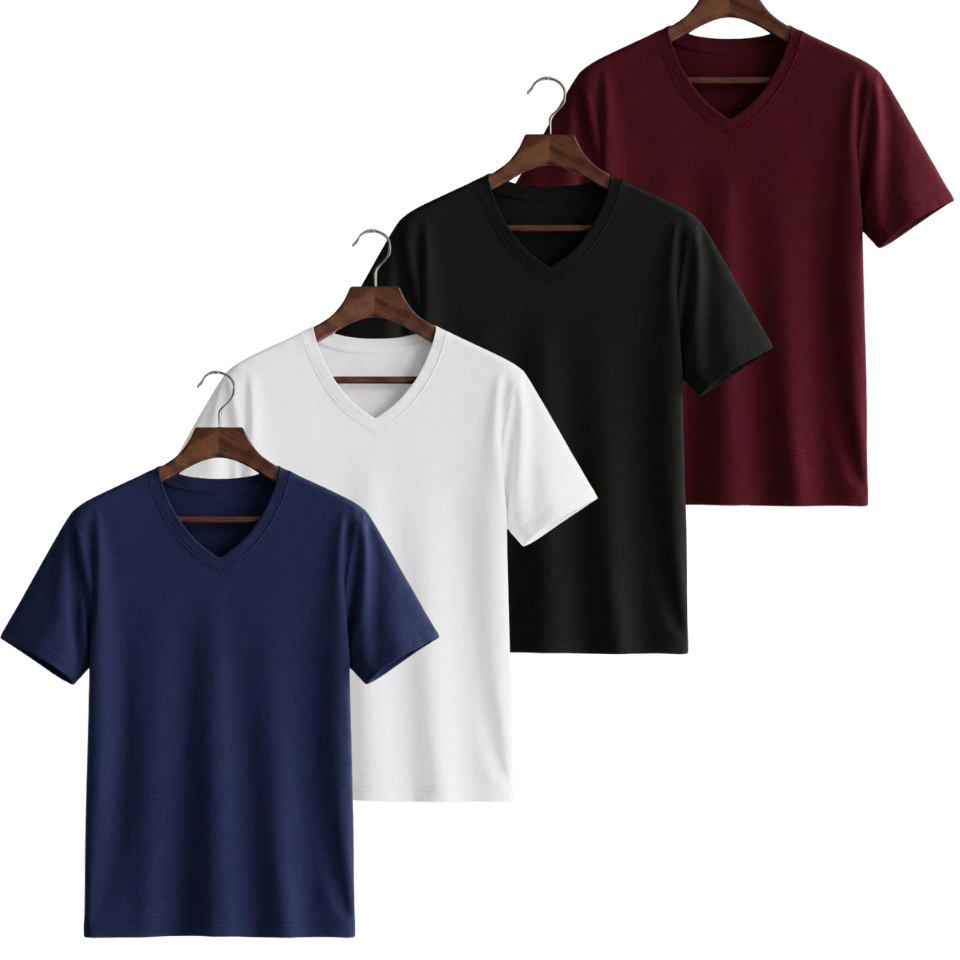 Pack Of 4 V-Neck Tee