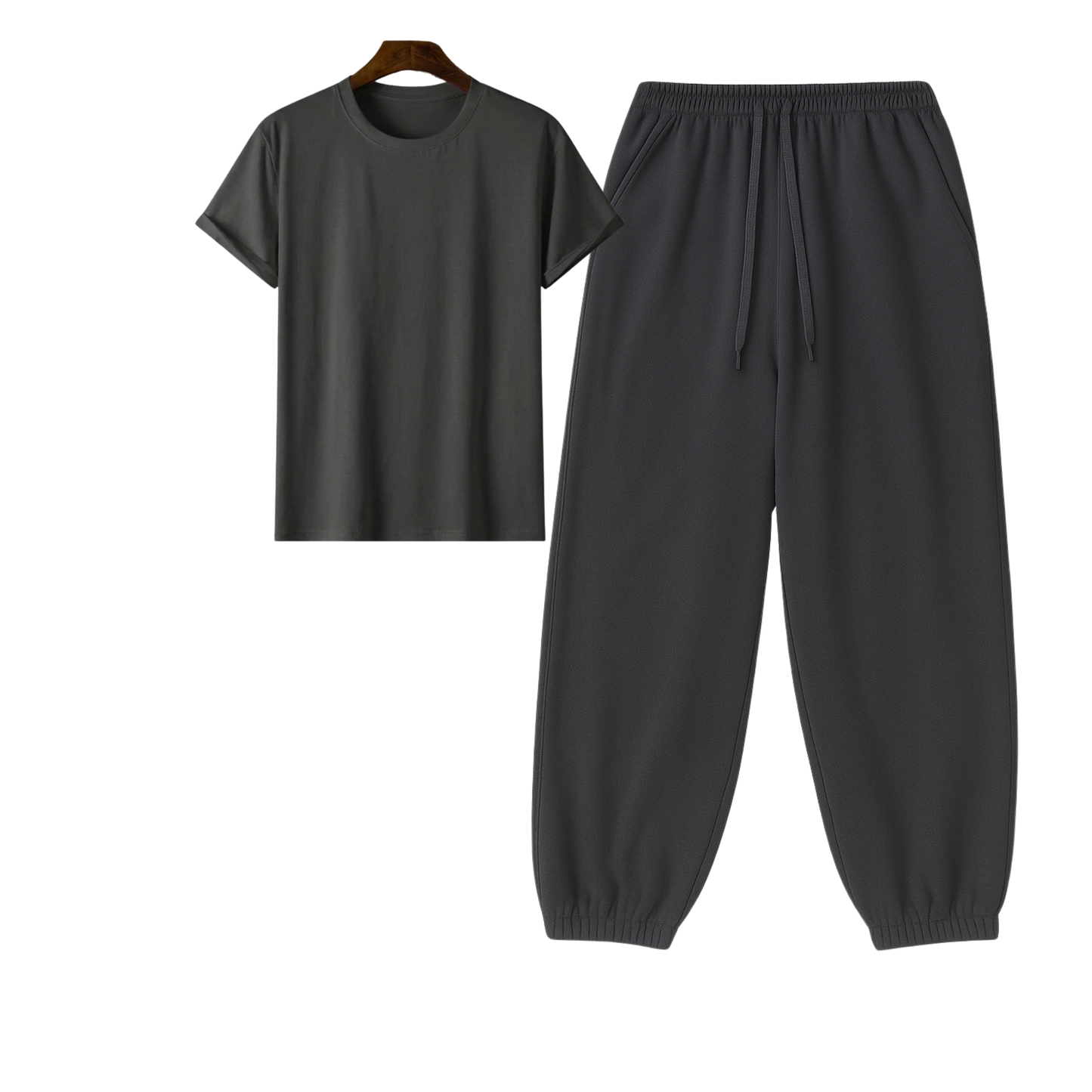 Regular Tee With Charcoalgrey Sweatpant