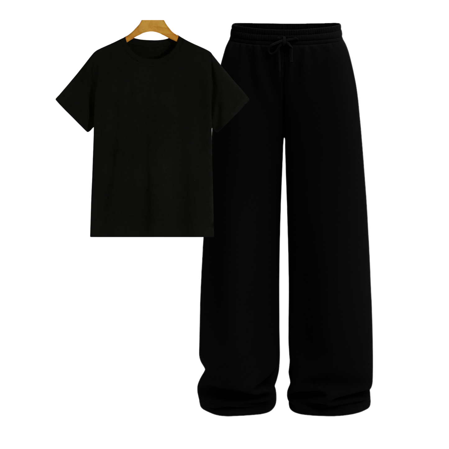 Regular Tee With Black Wide Leg Trouser