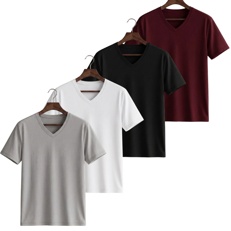 Pack Of 4 V-Neck Tee