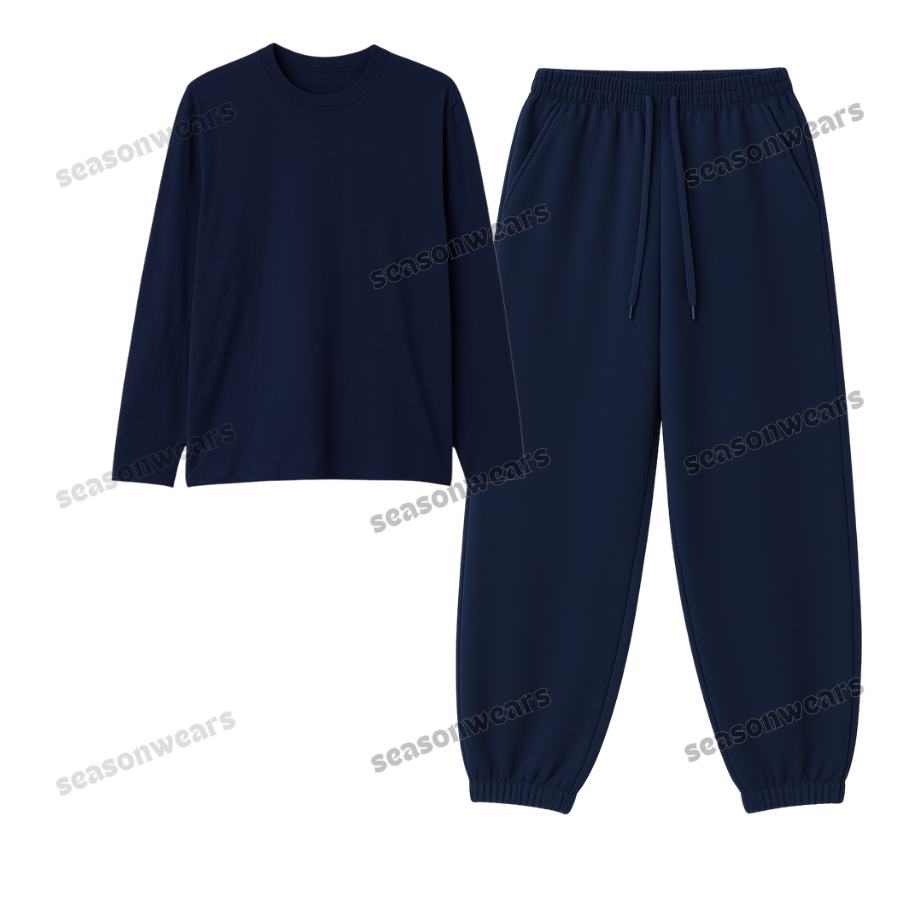 Full Sleeves Tee With Navyblue Sweatpant