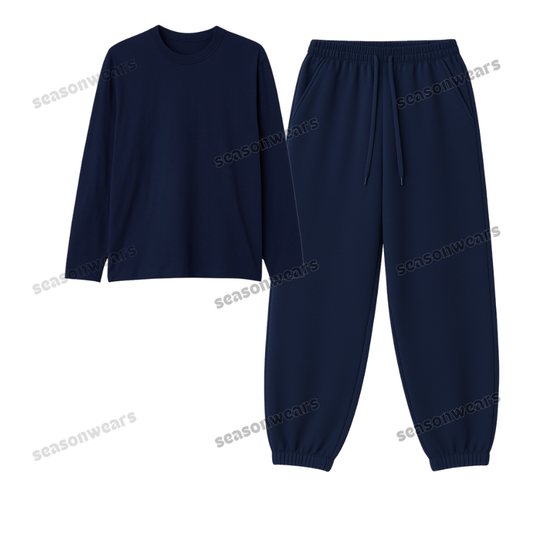 Full Sleeves Tee With Navyblue Sweatpant