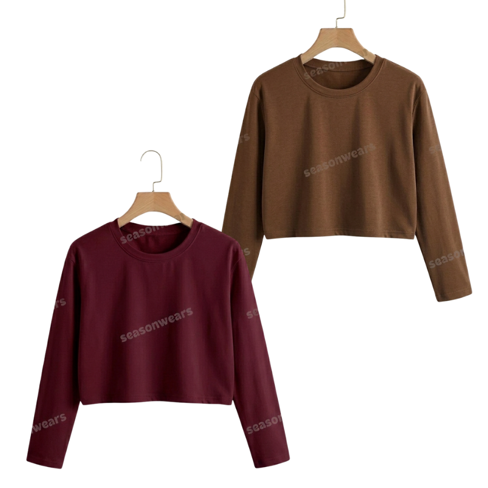 Pack Of 2 Crop Full Sleeves Tee