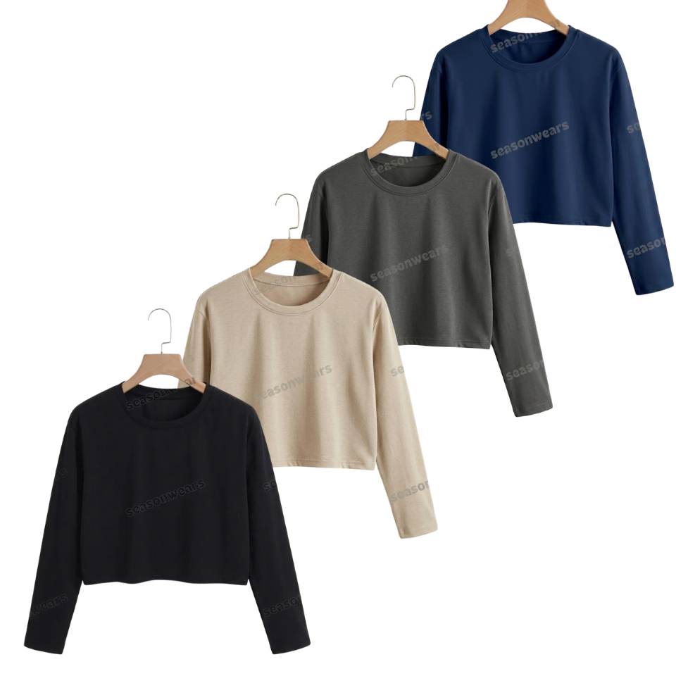 Pack Of 4 Crop Full Sleeves Tee
