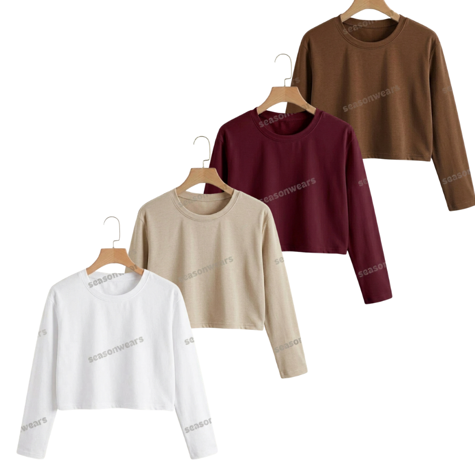 Pack Of 4 Crop Full Sleeves Tee