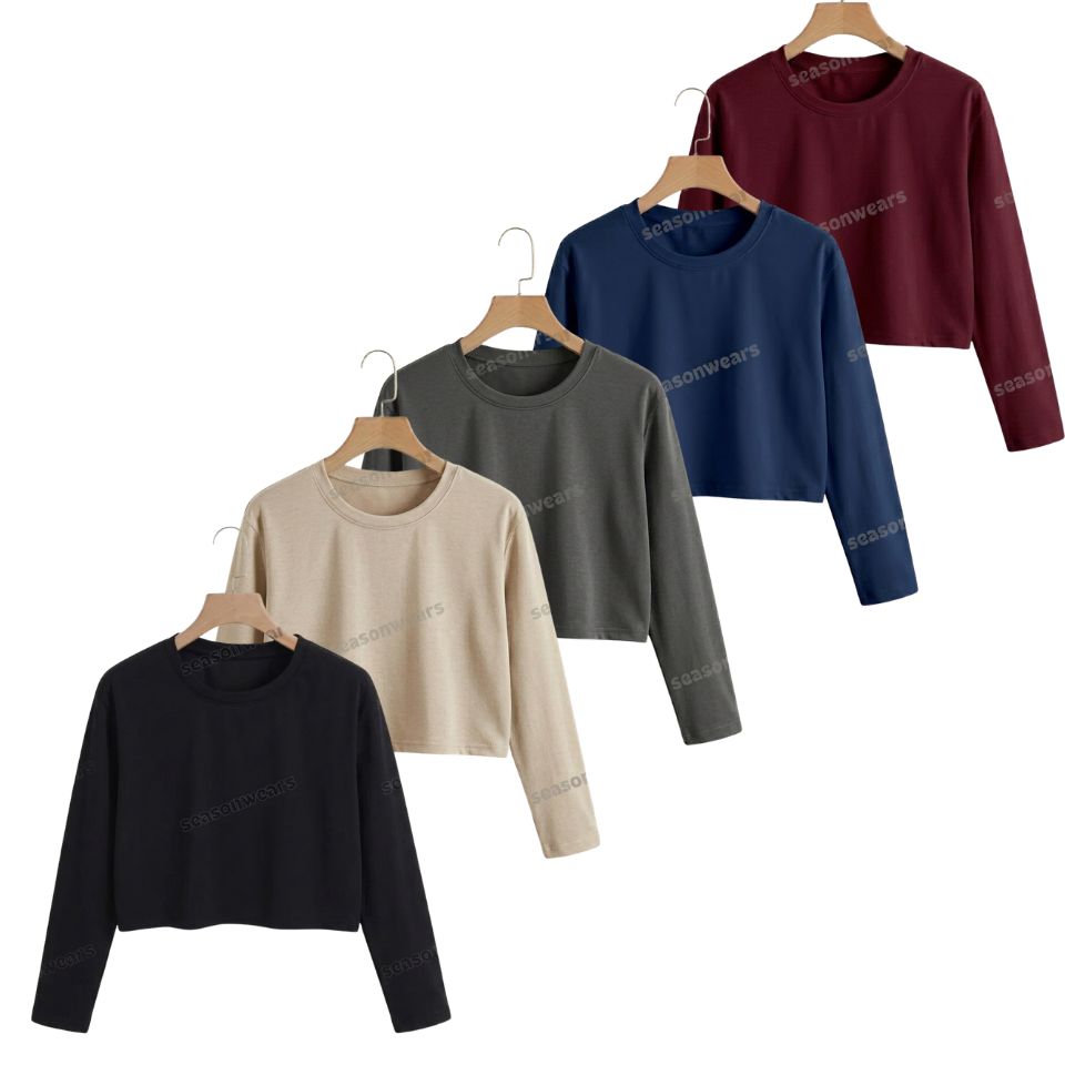 Pack Of 5 Crop Full Sleeves Tee