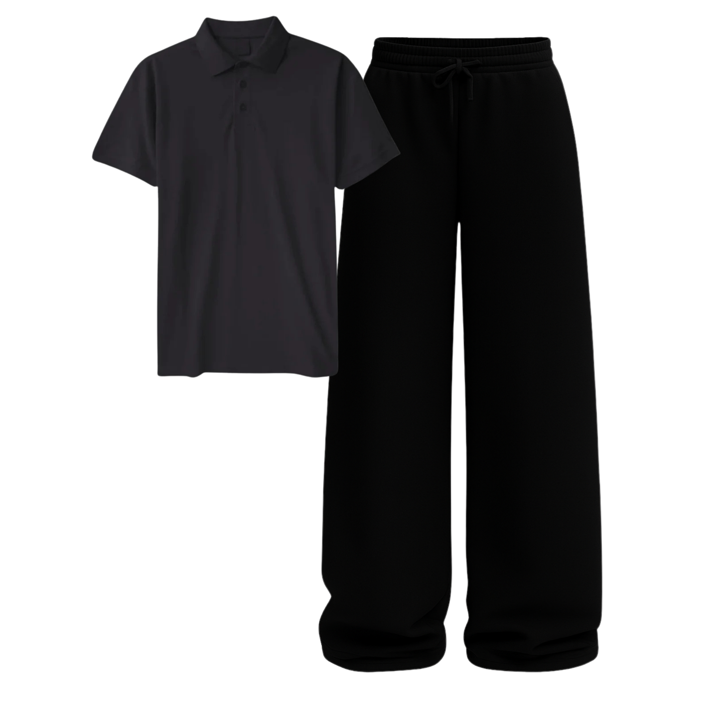 Polo With Black Wide Leg Trouser