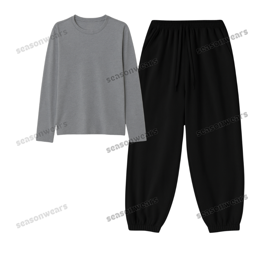 Full Sleeves Tee With Black Sweatpant