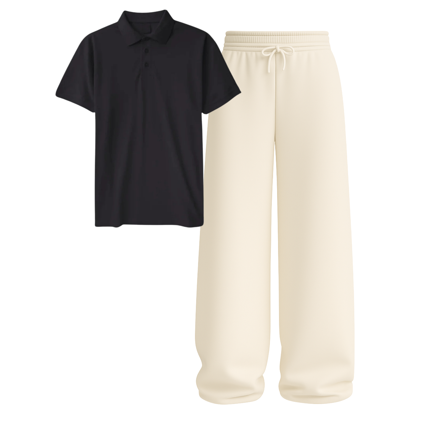 Polo With Beige Wide Leg Trouser