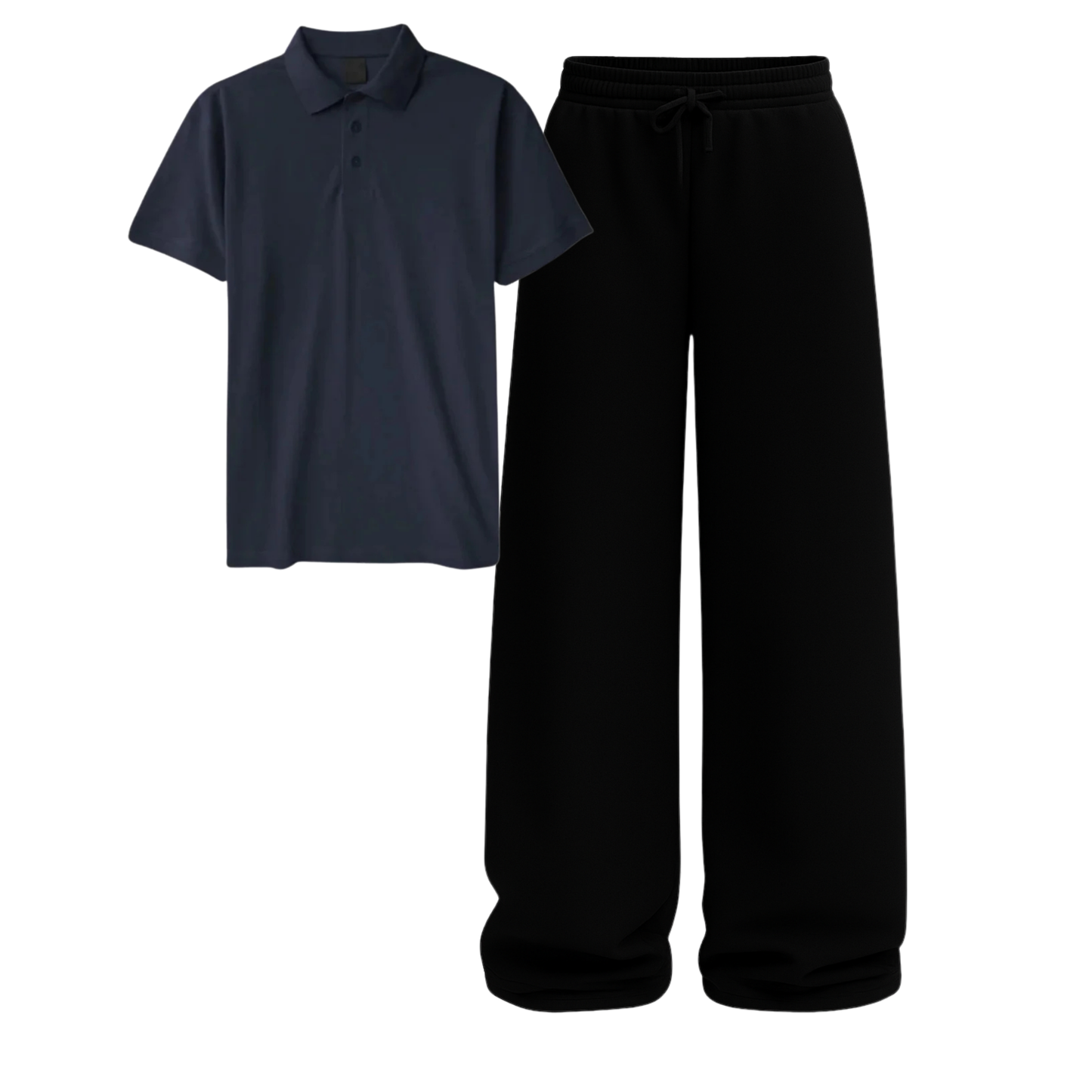 Polo With Black Wide Leg Trouser