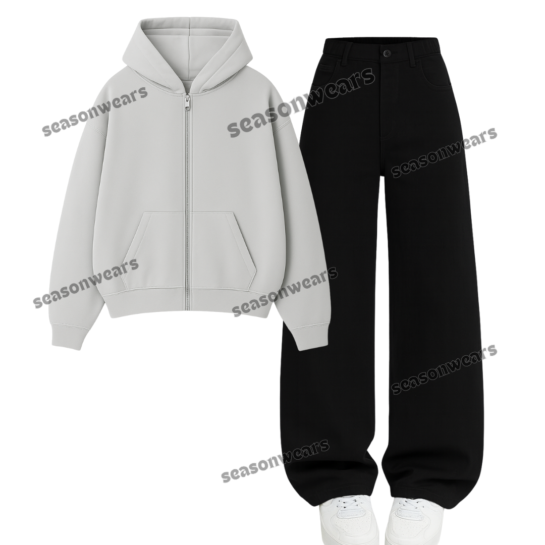 Black Wide Leg Jeans With Zipper