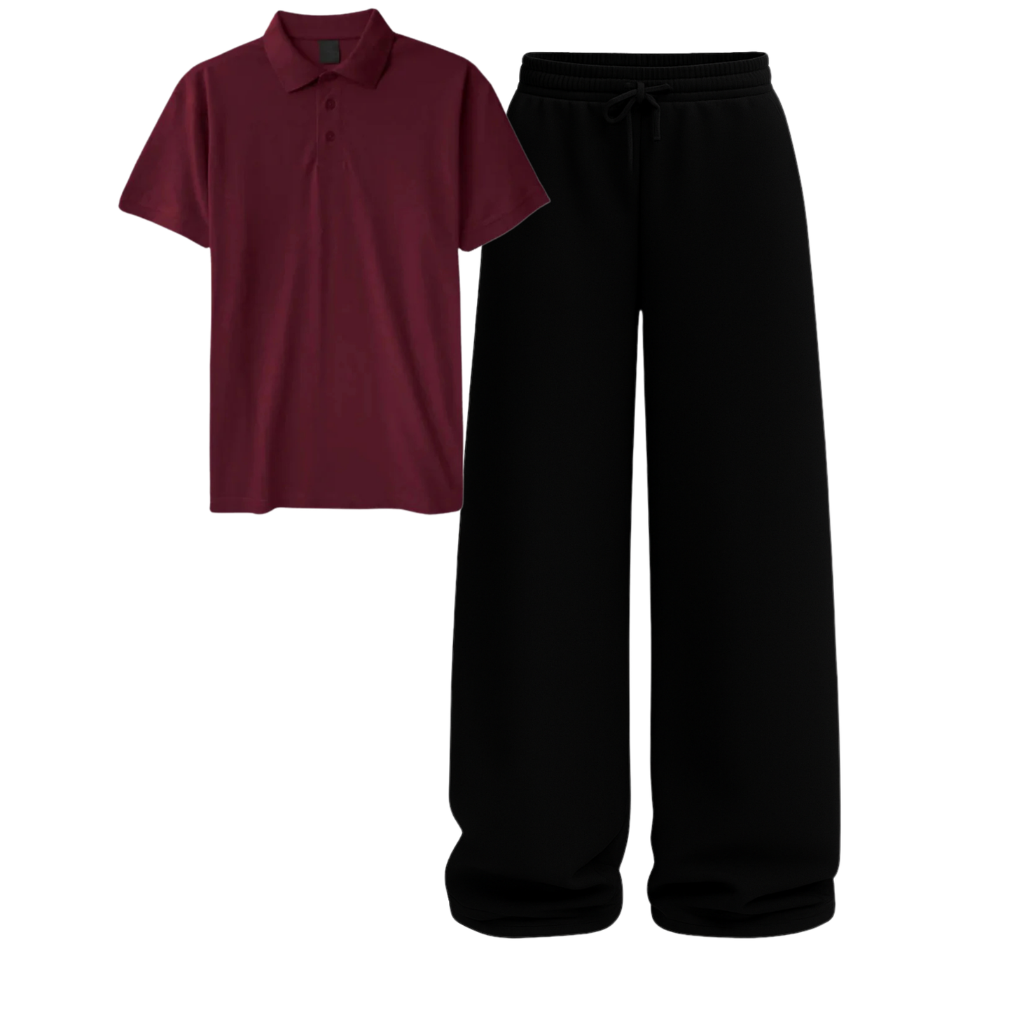 Polo With Black Wide Leg Trouser