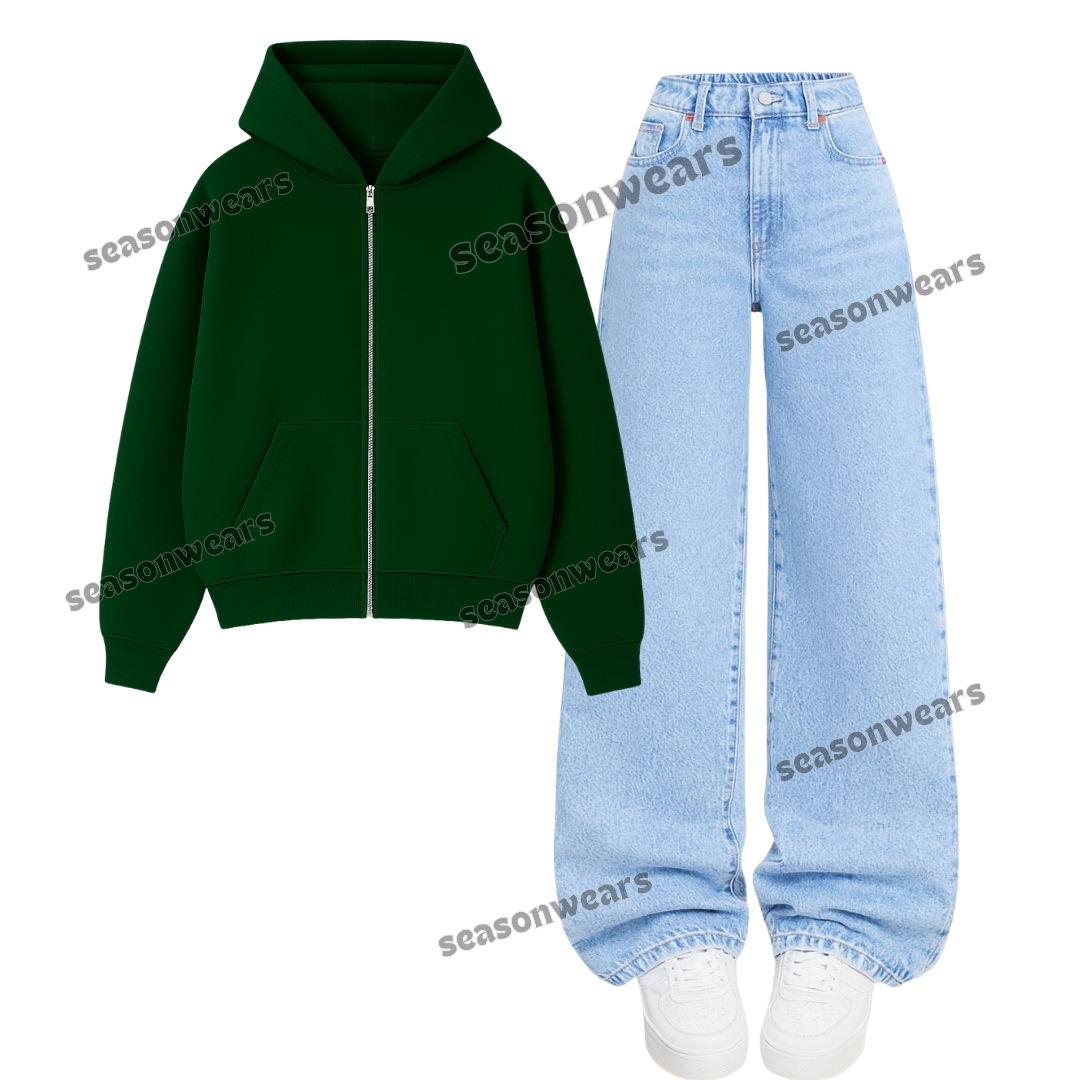 Ice Blue Wide Leg Jeans With Zipper