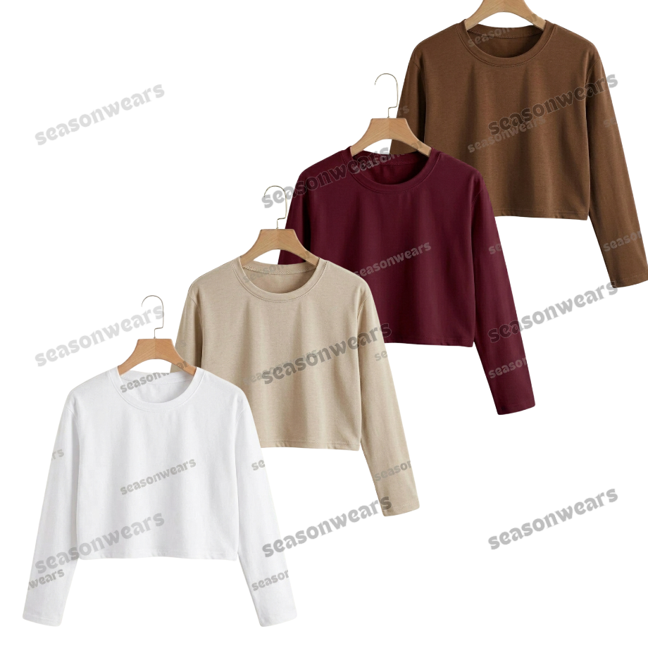 Pack Of 4 Crop Full Sleeves Tee