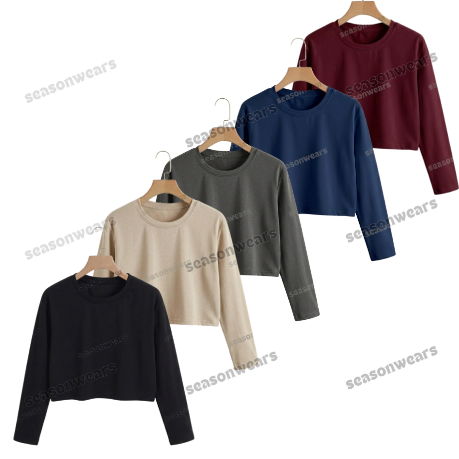 Pack Of 5 Crop Full Sleeves Tee