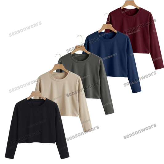 Pack Of 5 Crop Full Sleeves Tee