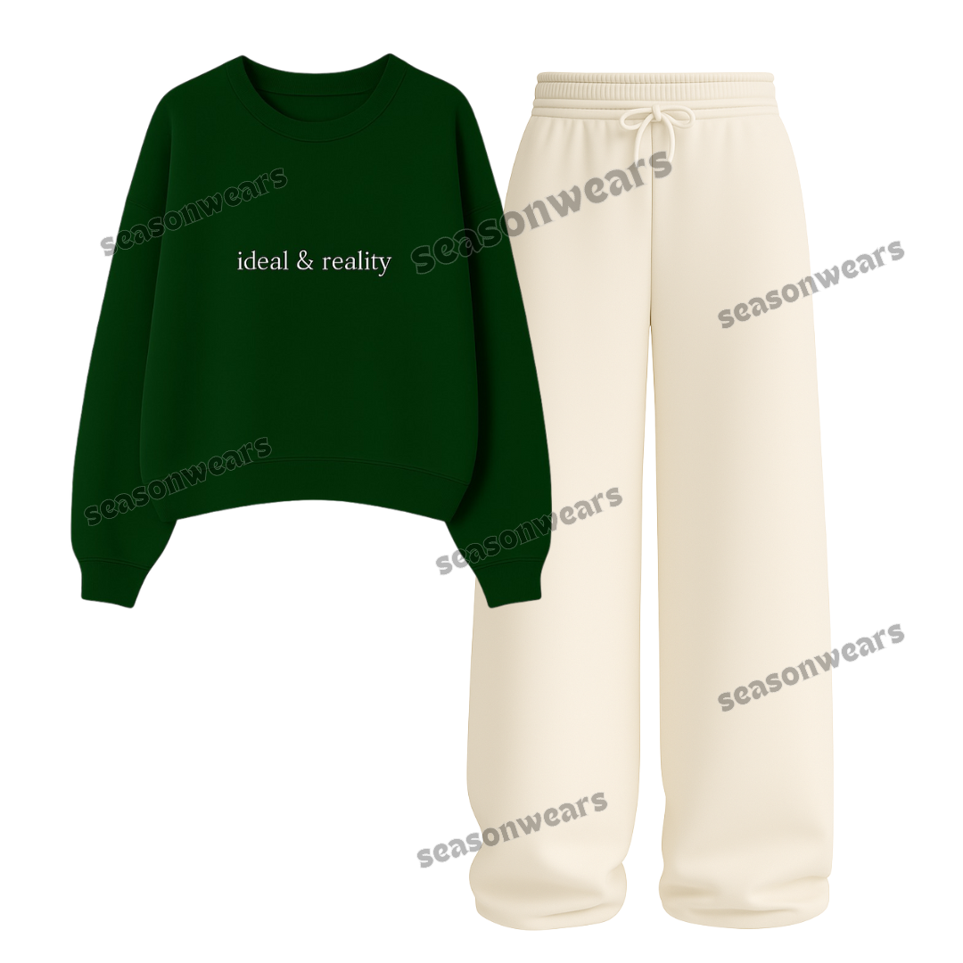 Straight Leg Trouser With Ideal And Reality Sweatshirt
