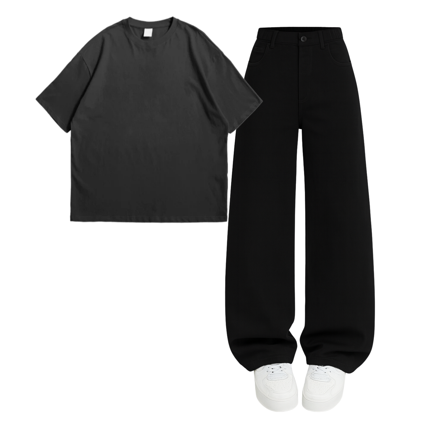 Oversized Drop Shoulder Tee With Black Wide Leg Jeans
