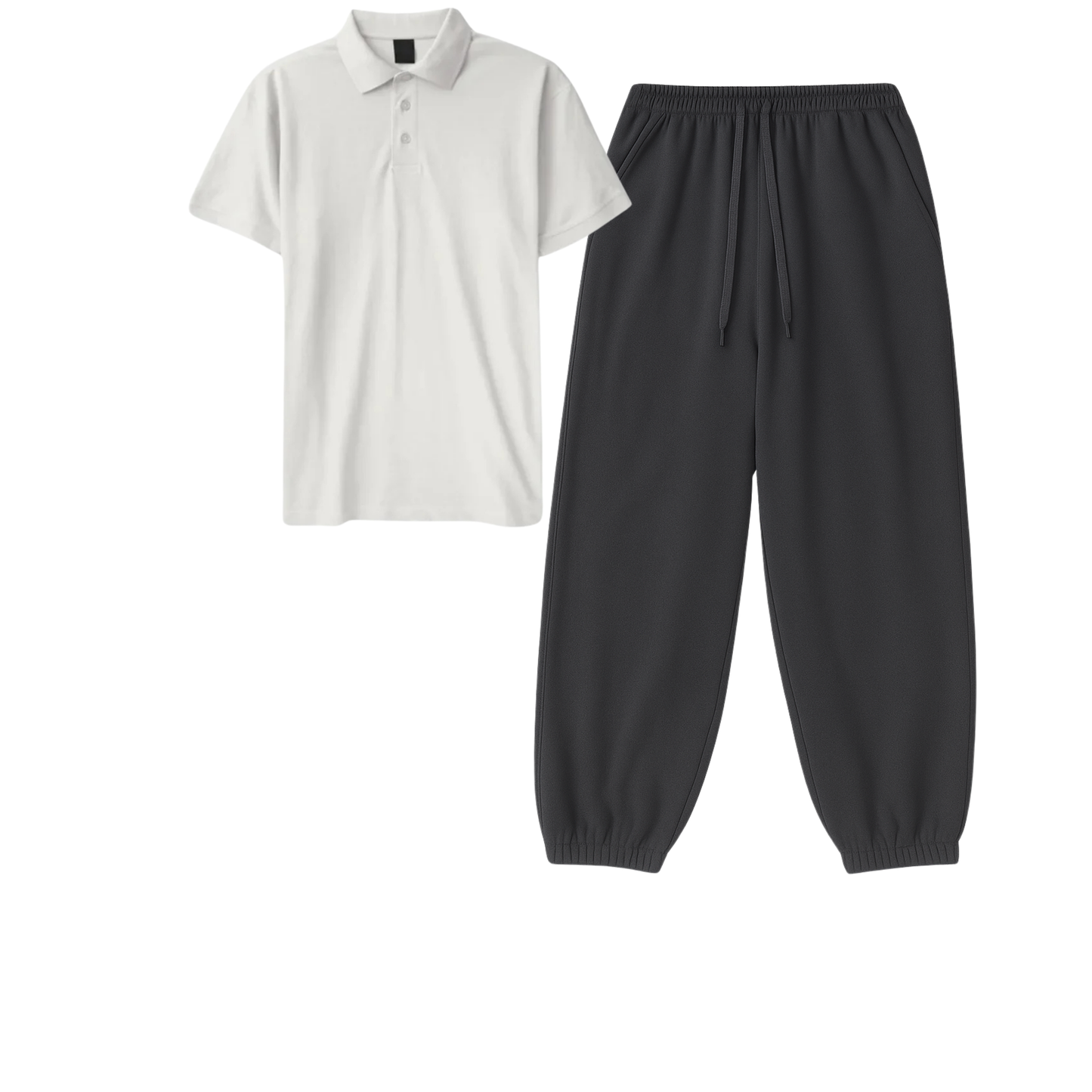 Polo With Charcoalgrey Sweatpant