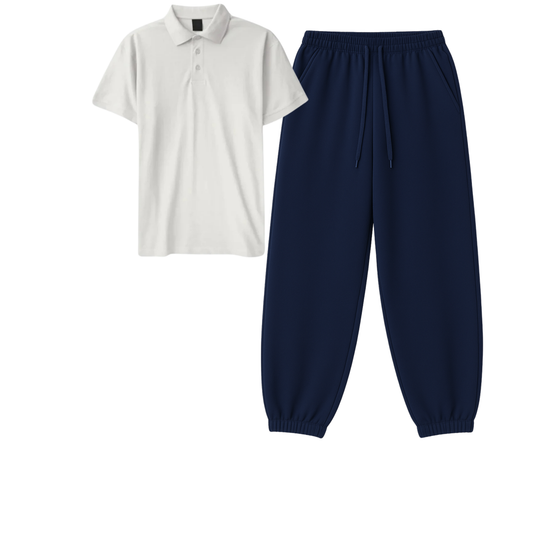 Polo With Navyblue Sweatpant