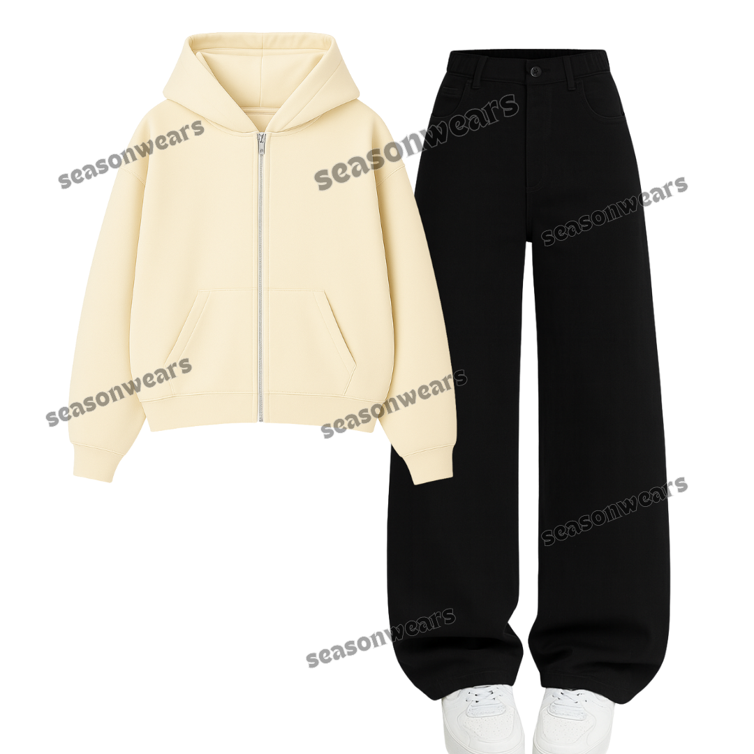 Black Wide Leg Jeans With Zipper