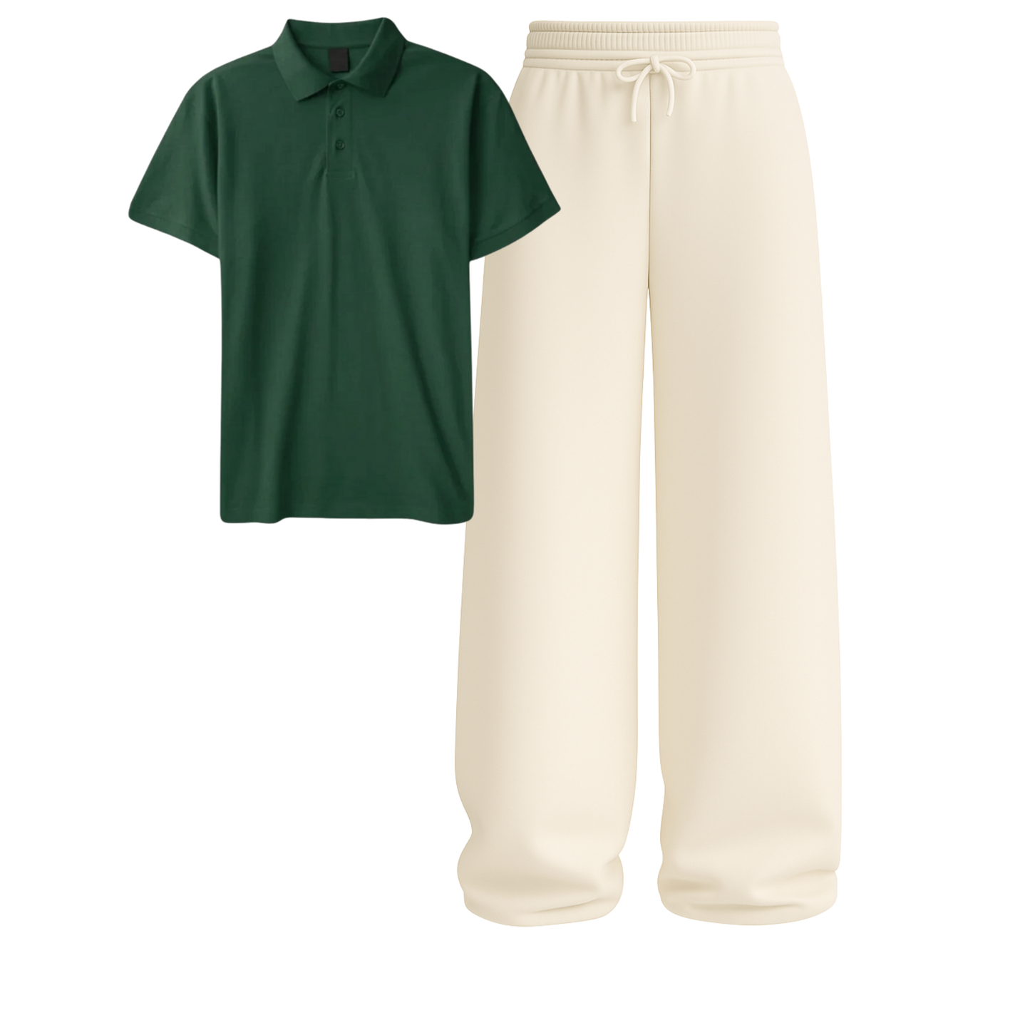 Polo With Beige Wide Leg Trouser